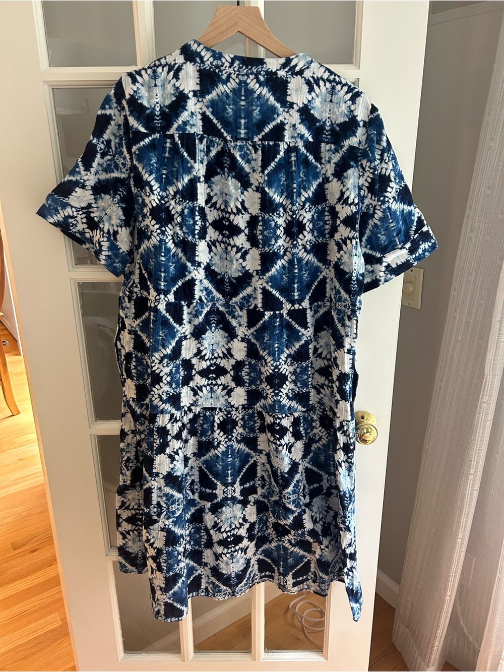Chico's Blue and White Tie-Dye Gauze Midi Dress - Picture 2 of 9